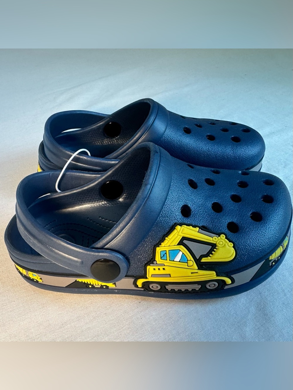Kids Navy Blue Clog with Yellow Excavator Accent